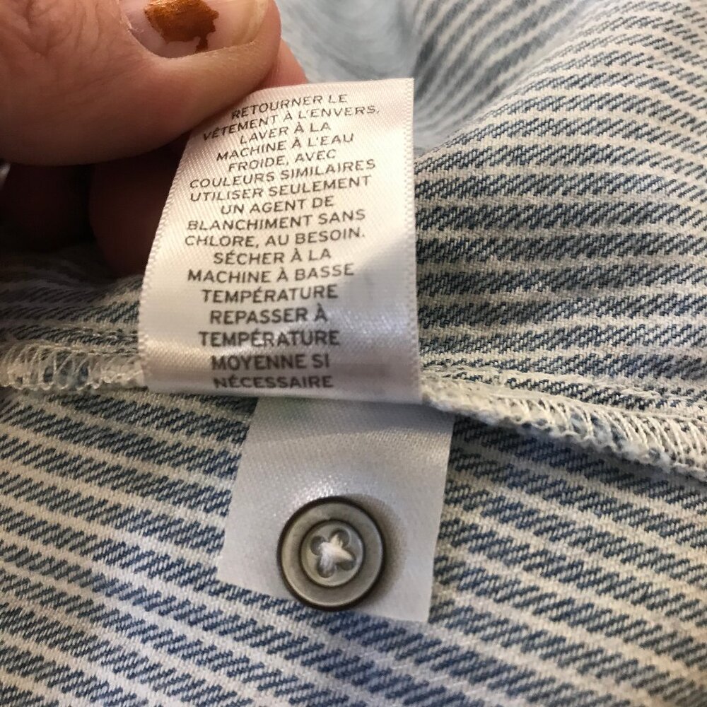 Caslon Woman's Blue & White Striped Denim Frock Dress EUC Large L Casual Career - Picture 12 of 13